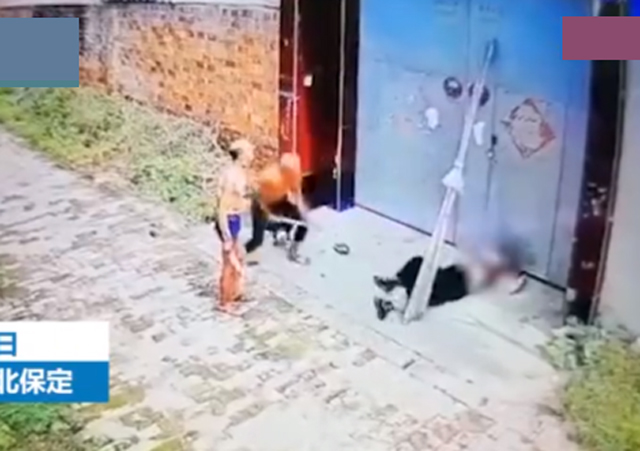 男子持鐵鍬當(dāng)街暴打老人小孩2.jpg